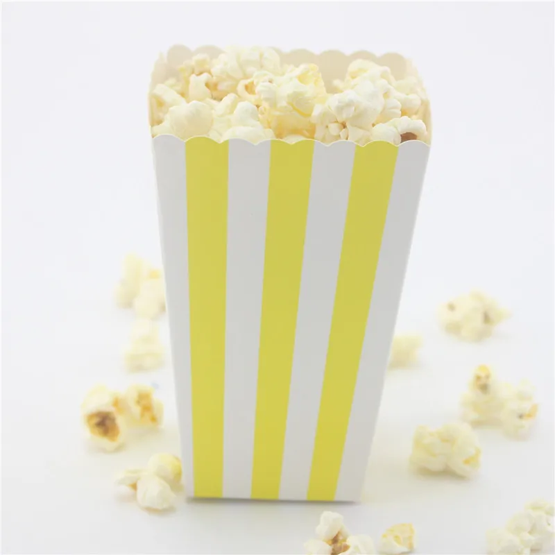 24 шт./лот Желтые мини-коробки для попкорна буфет конфет бумажные пакеты вечеринок