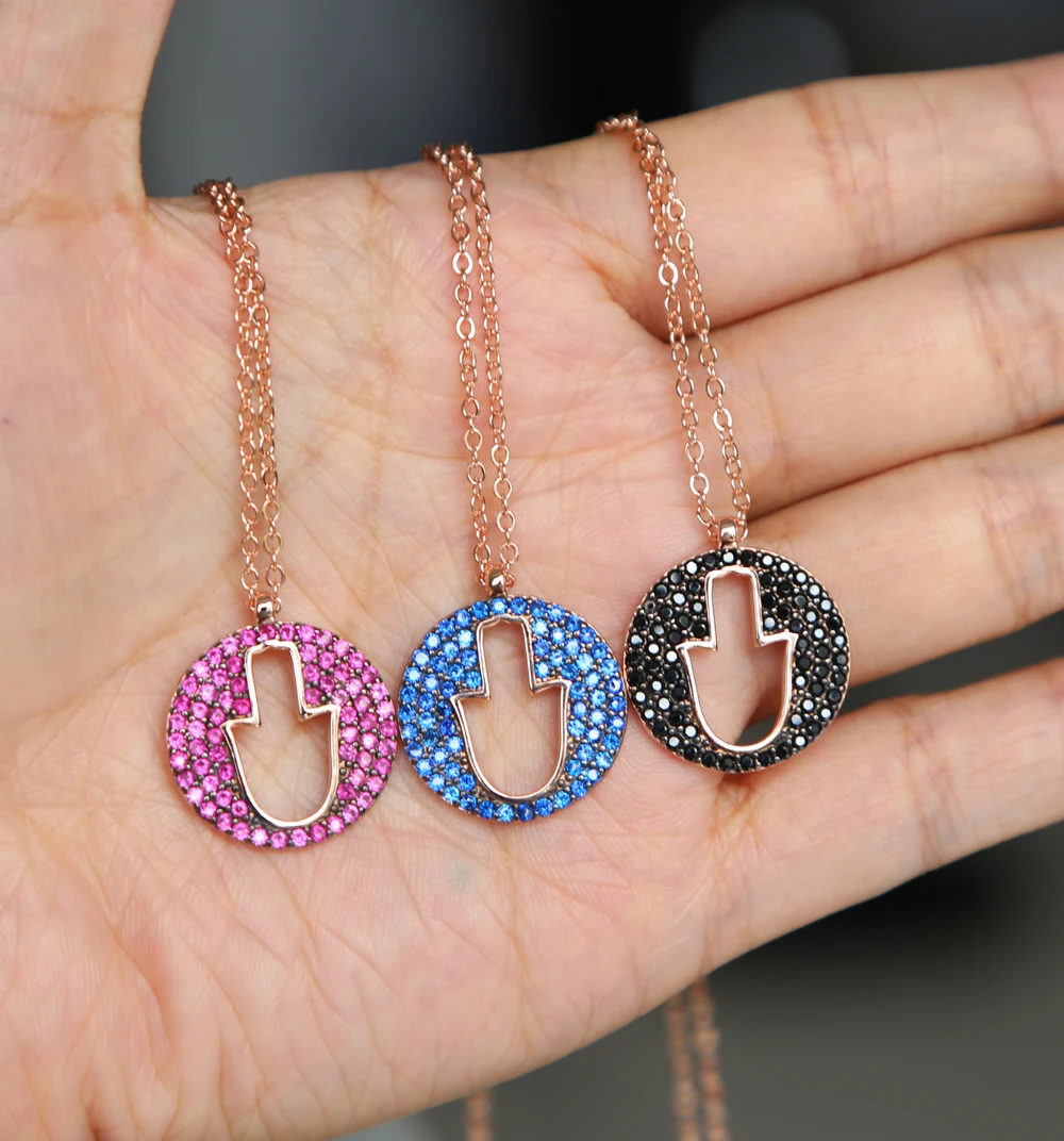 Акция 2022 фабричное модное ожерелье из розового золота с маленькой ручкой Хамса