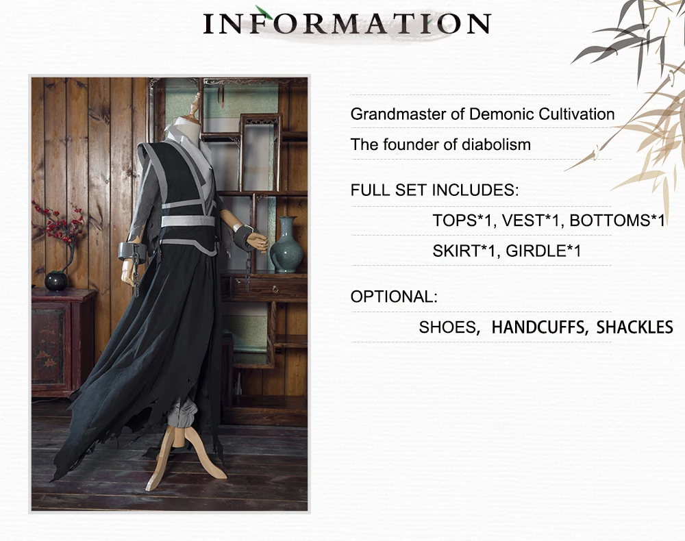 UWOWO Wen Ning, косплей, аниме, Grandmaster of Demonic Cultivation, косплей, костюм для мужчин, Wen Ning, костюм Mo Dao Zu Shi