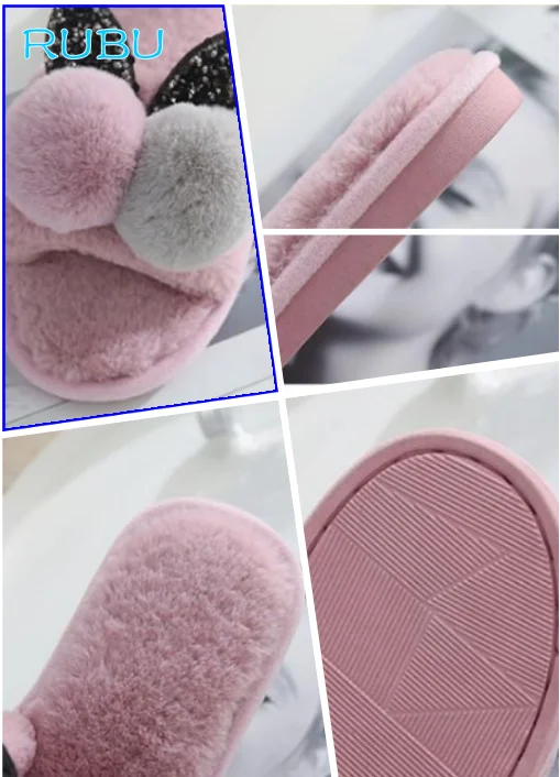 Обувь Для женщин 2018 Домашние зимние тапочки теплые и уютные из искусственного