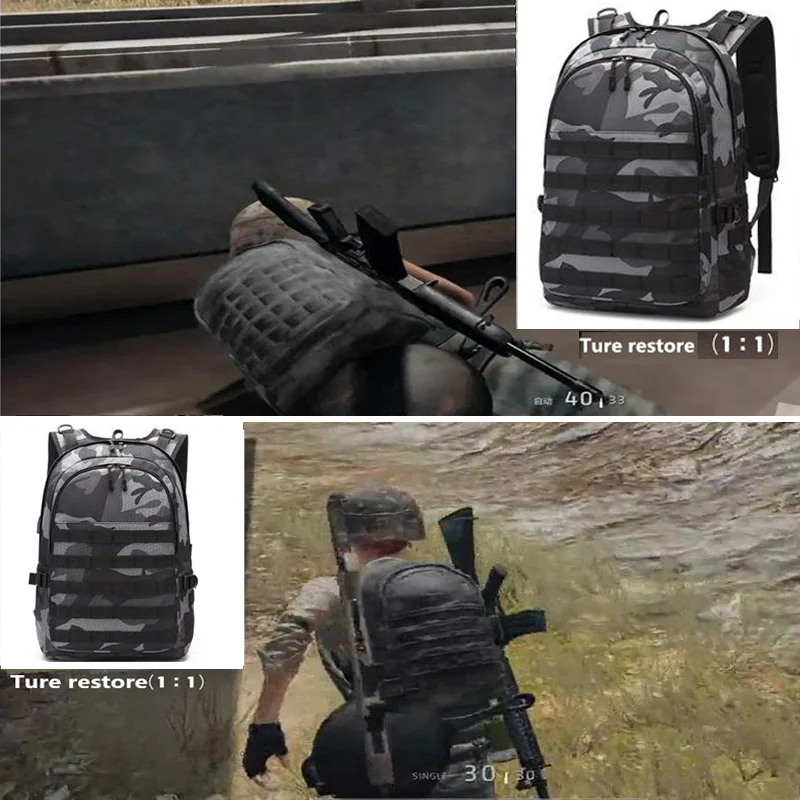 PUBG рюкзак мужская сумка Mochila Pubg Battlefield infants пакет камуфляж путешествия холст USB разъем для наушников сзади сумка рюкзак