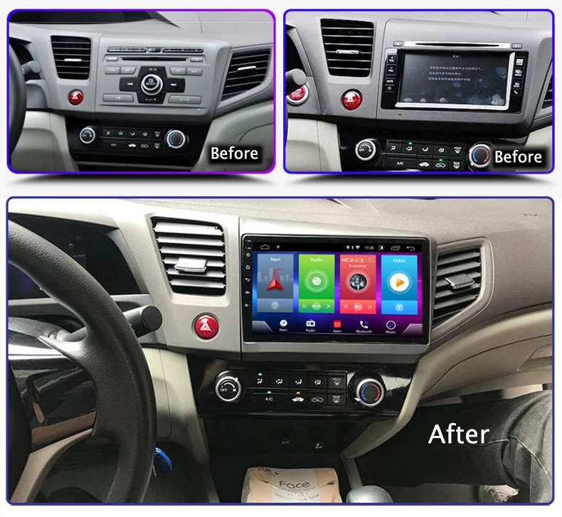Автомобильный Android 8,1 мультимедийный плеер для Honda Civic LHD 2012-15 навигационное устройство GPS USB рулевое колесо bluetooth управление Поддержка