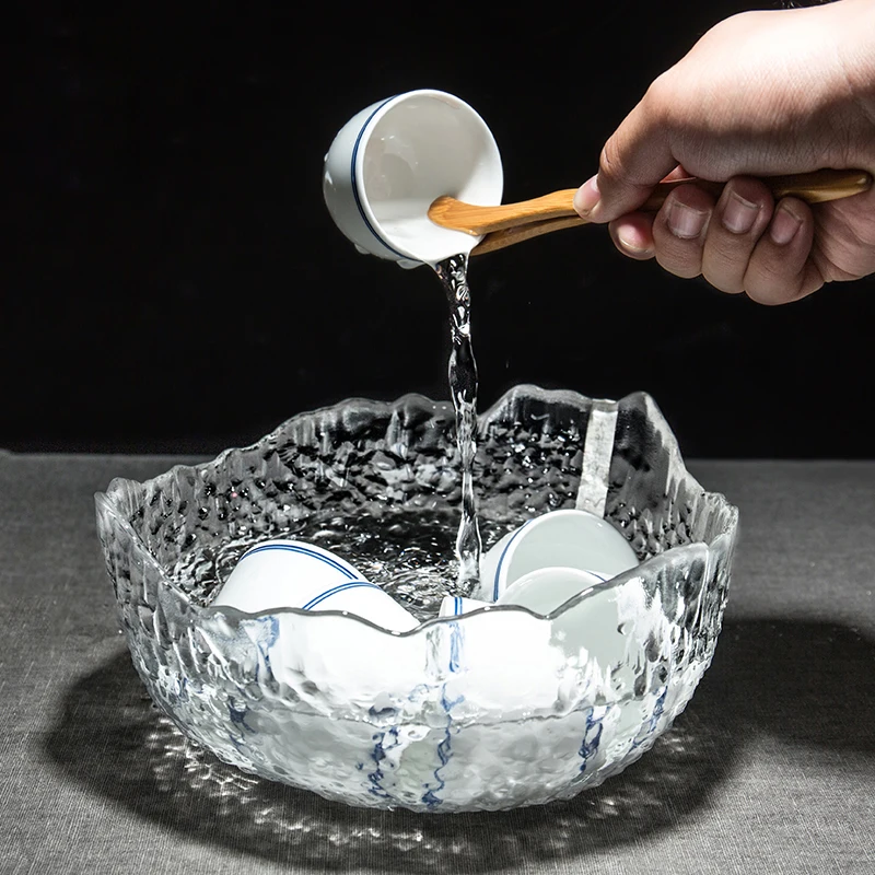 

1.5L Japanese Style Tea Wash Heat-resistant Glass Food Bowl Fish Tank Flowers Pot Fruit Cake Plate Dinner Pot Teaware Home Decor