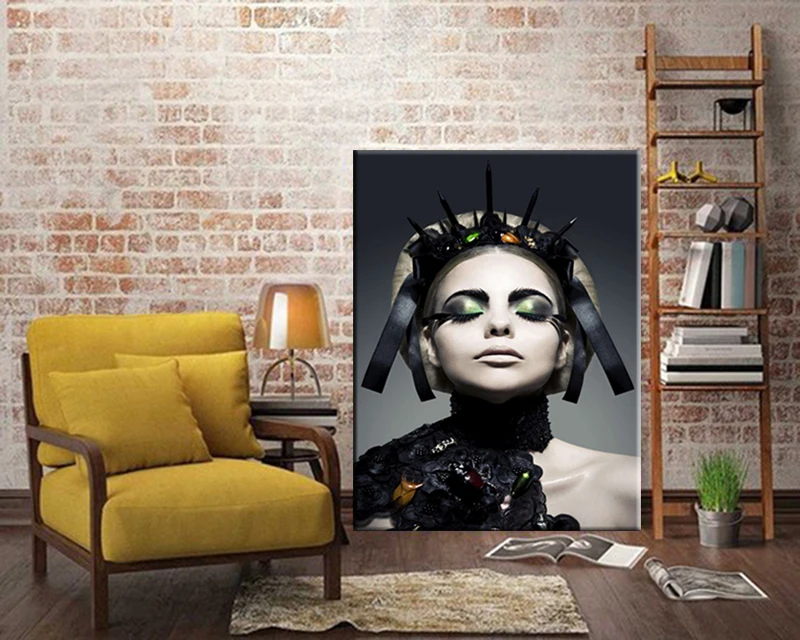 

Black Lips Fashion Girl Canvas Art Posters and Prints Scandinavian Painting Wall Picture for Living Room Modern Home Decoration