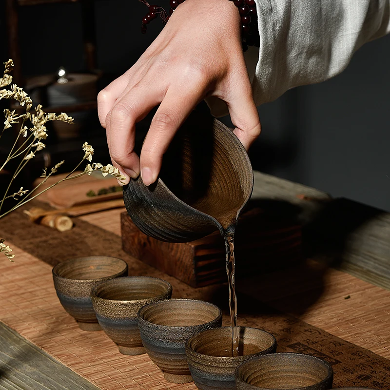 Zen в японском стиле винтажная грубая гончарная ярмарка чашка для справедливости