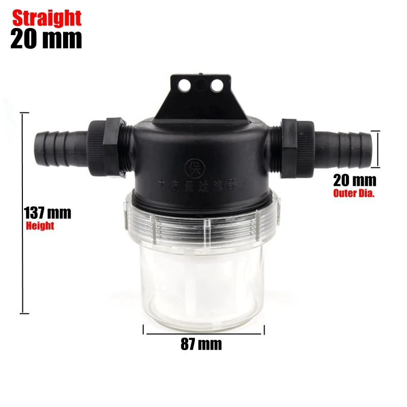 Straight 20mm 20 25 32mm 50Mesh Transparent Water Filter Garden Irrigation Filters Agriculture Visible Pipe Pre-Filter Pet Aquarium Filter - Цвет: Straight 20mm