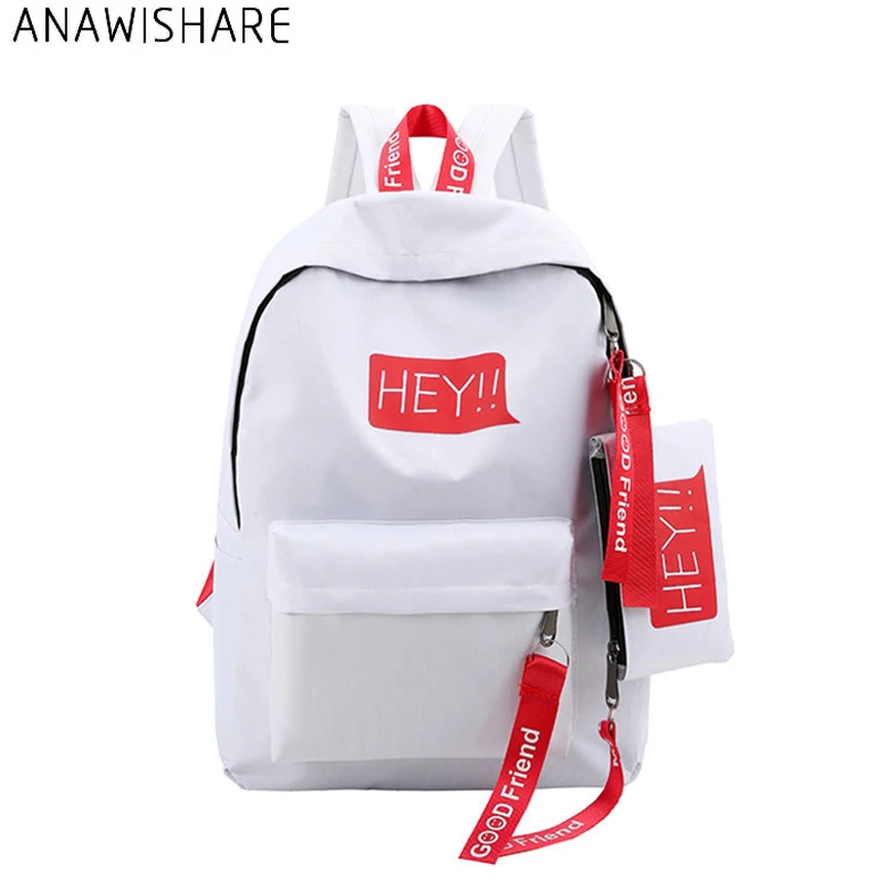 Женские холщовые рюкзаки ANAWISHARE с надписью большой школьный ранец для девочек
