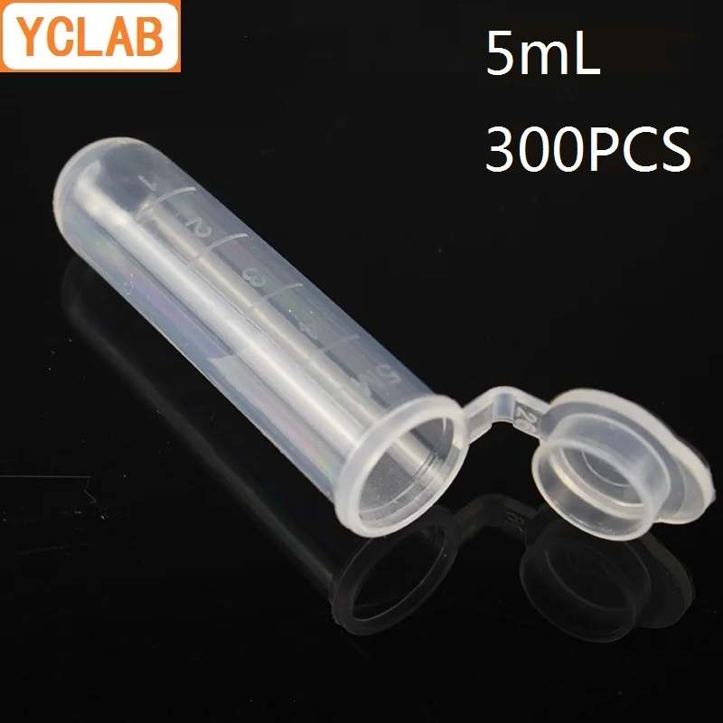 YCLAB 300 قطعة 5 مللي الطرد المركزي أنبوب EP البلاستيك جولة أسفل ربط مع غطاء و التخرج الإثيلين البروبيلين