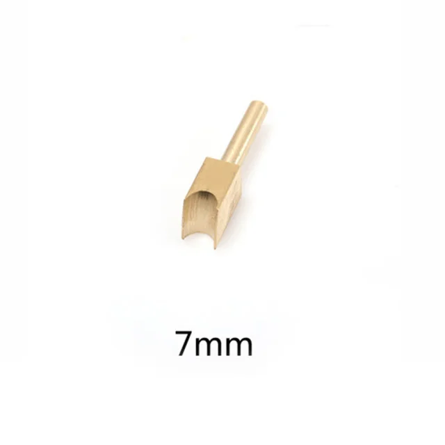 7mm side head Кожа Чистая латунь паяльник наконечник для сжигания края украшения ручной работы кожа пирография инструменты комплект электрический - Цвет: 7mm side head