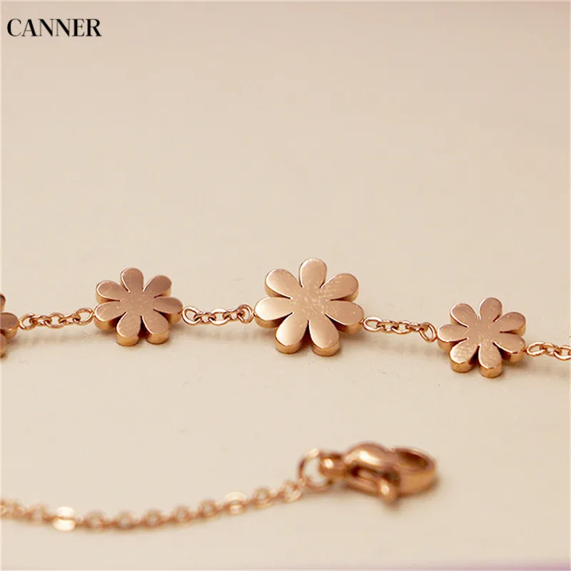 Женский браслет на лодыжке Canner розовое золото 7 маргариток милые украшения для