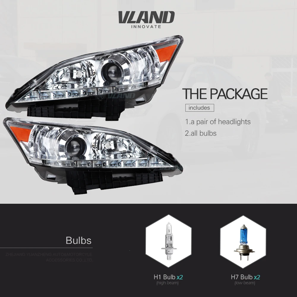 Vland автомобильный светильник Aassembly головной для Lexus ES350 2007-2012 светодиодный