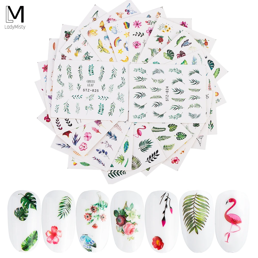 Переводные наклейки для ногтевого дизайна 21 шт./компл. летние с фламинго Водные