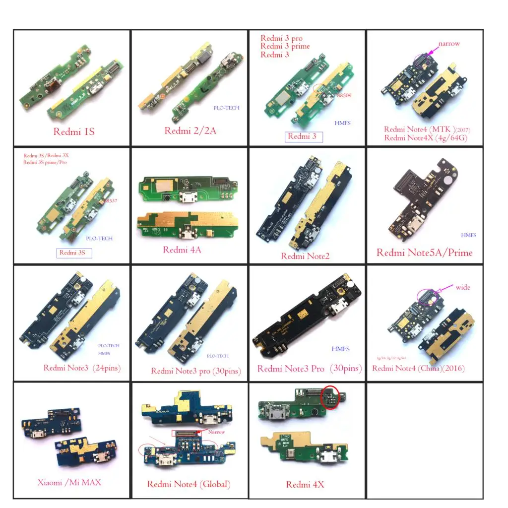 

original USB charging port microphone for Xiaomi Redmi 1 1S 2 2A 2S 3 3S 3X prime 4A 4X Redmi Note 2 3 4 5 prime Mi Max