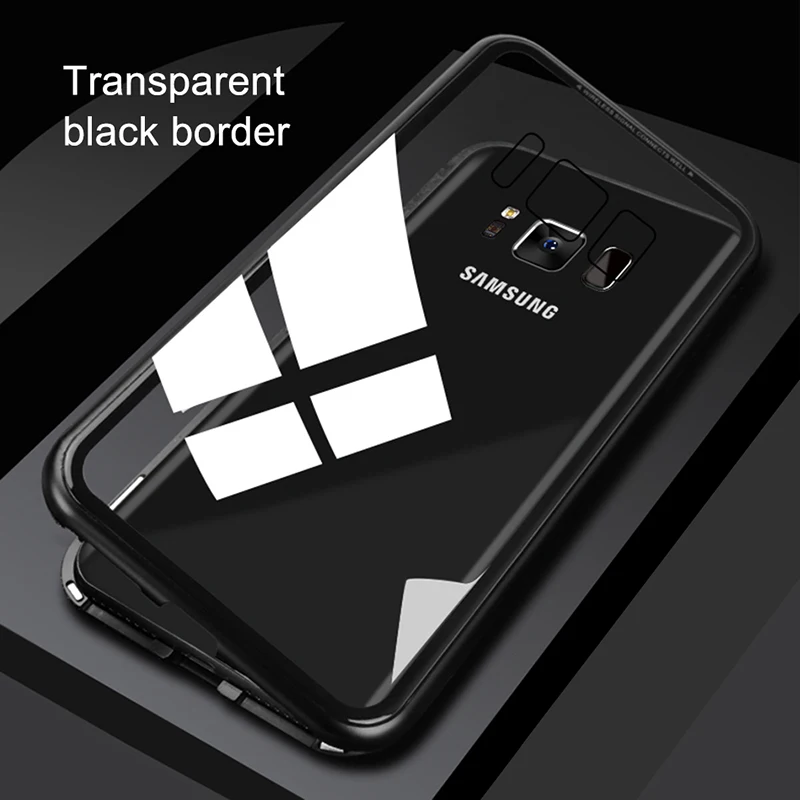 Магнитный адсорбционный металлический чехол для samsung s9 чехол из закаленного стекла для samsung Galaxy S8 plus Note 8 9 чехол s стильный корпус