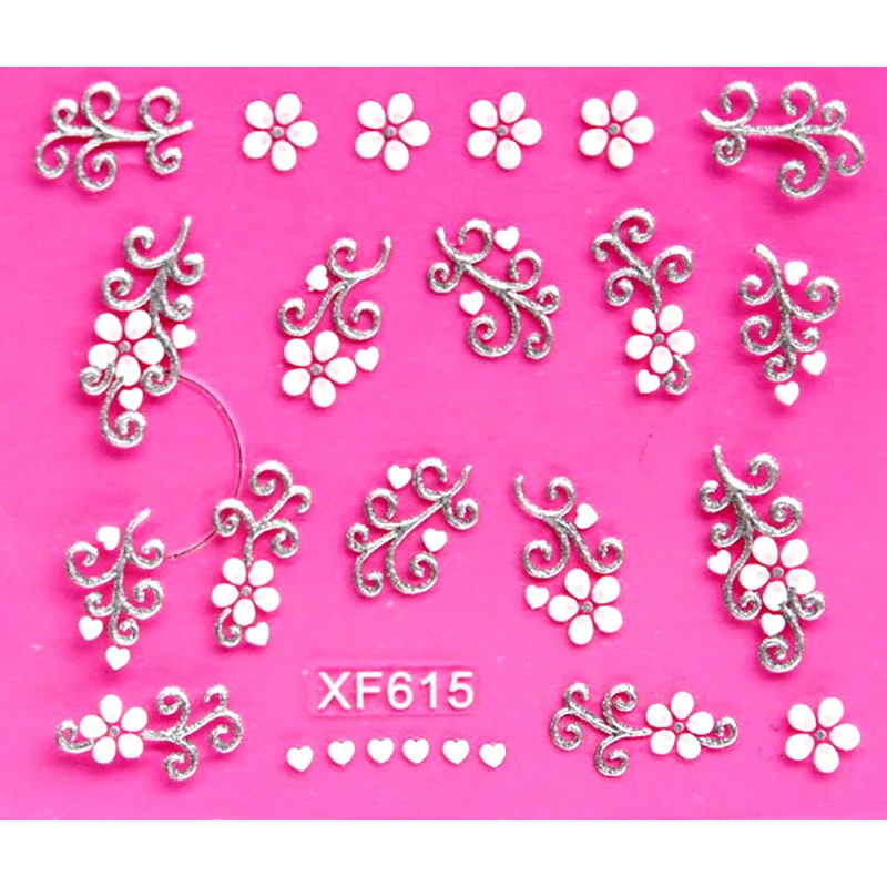 

Sweet 3D White Flower Design Transfer Nails Art Sticker Lady Women Manicure Tools Nail Wraps Decals Wholesale