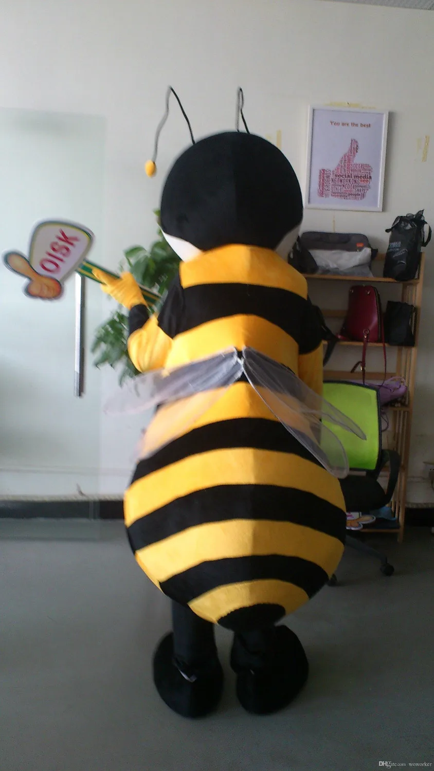 Быстрая доставка ohlees реальное изображение милый желтый Пчела талисман костюм