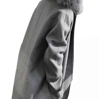 gray Модное шерстяное пальто с капюшоном для женщин, осень и зима, мода харадзюку, длинный рукав, одноцветное, теплое, для женщин, B681 - Цвет: gray