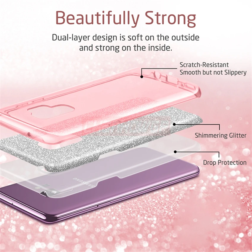 Luxury Glitter Silicon Case For Samsung Galaxy A50 A30 S8 S9 S10 plus S10e J2 J4 J6 A7 A9 A6 A8 2018 J3 J5 J7 2017 Neo Pro Cover |
