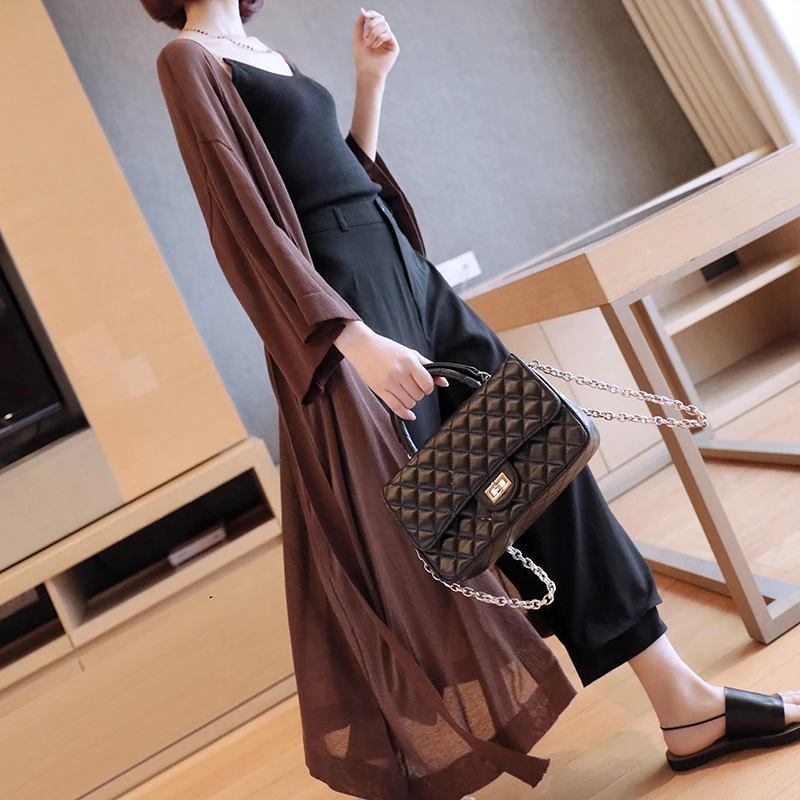 New Fashion Sun Protection ice silk women's knitted sweater knitwear solid Female Office Lady Patchwork large size open stitch |