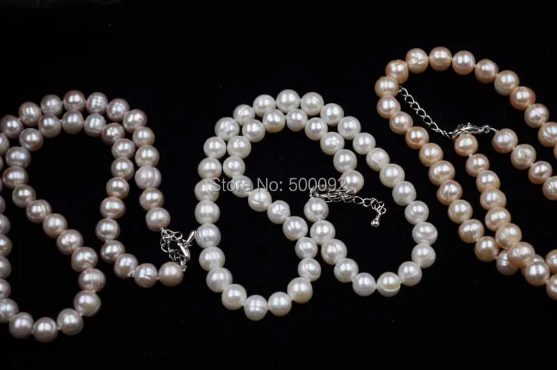 

9mm genuine cultured freshwater pearl necklace for women free shipping