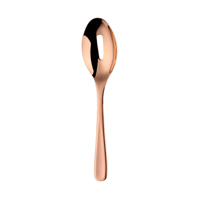 1 rose gold colander Красочные 18/8 нержавеющая сталь радуга столовые приборы большой размеры длинная ручка для сервировки салата ложка/вилы/дуршлаг салатницы Кухня Посуда - Цвет: 1 rose gold colander