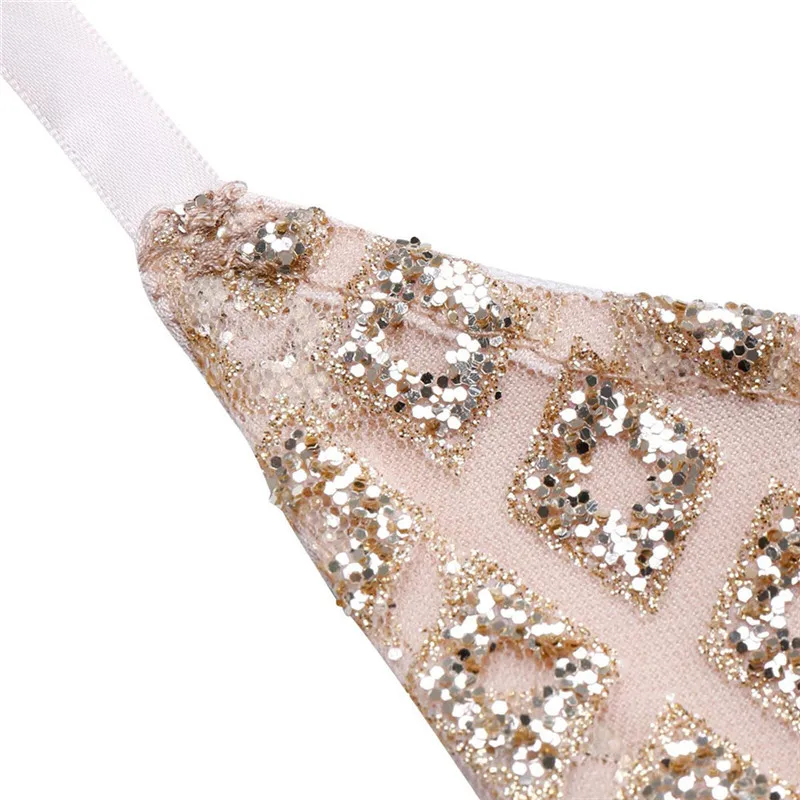 Блестки бразильское сексуальное бикини Танга плавки Плавки Женские банные