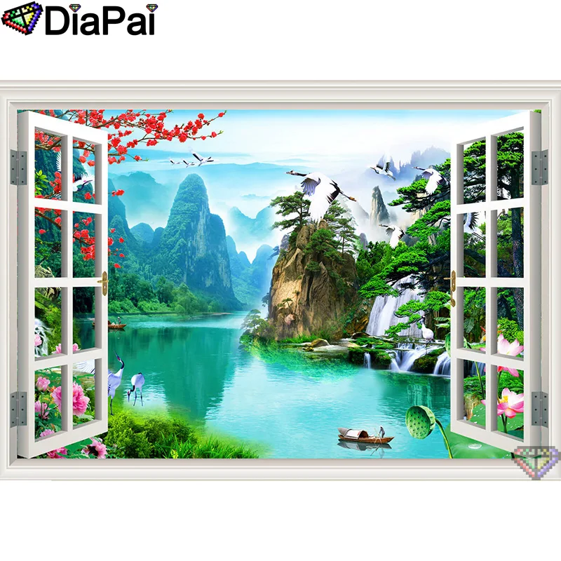 

DIAPAI 5D DIY Diamond Painting 100% Full Square/Round Drill "Window view" Diamond Embroidery Cross Stitch 3D Decor A22219