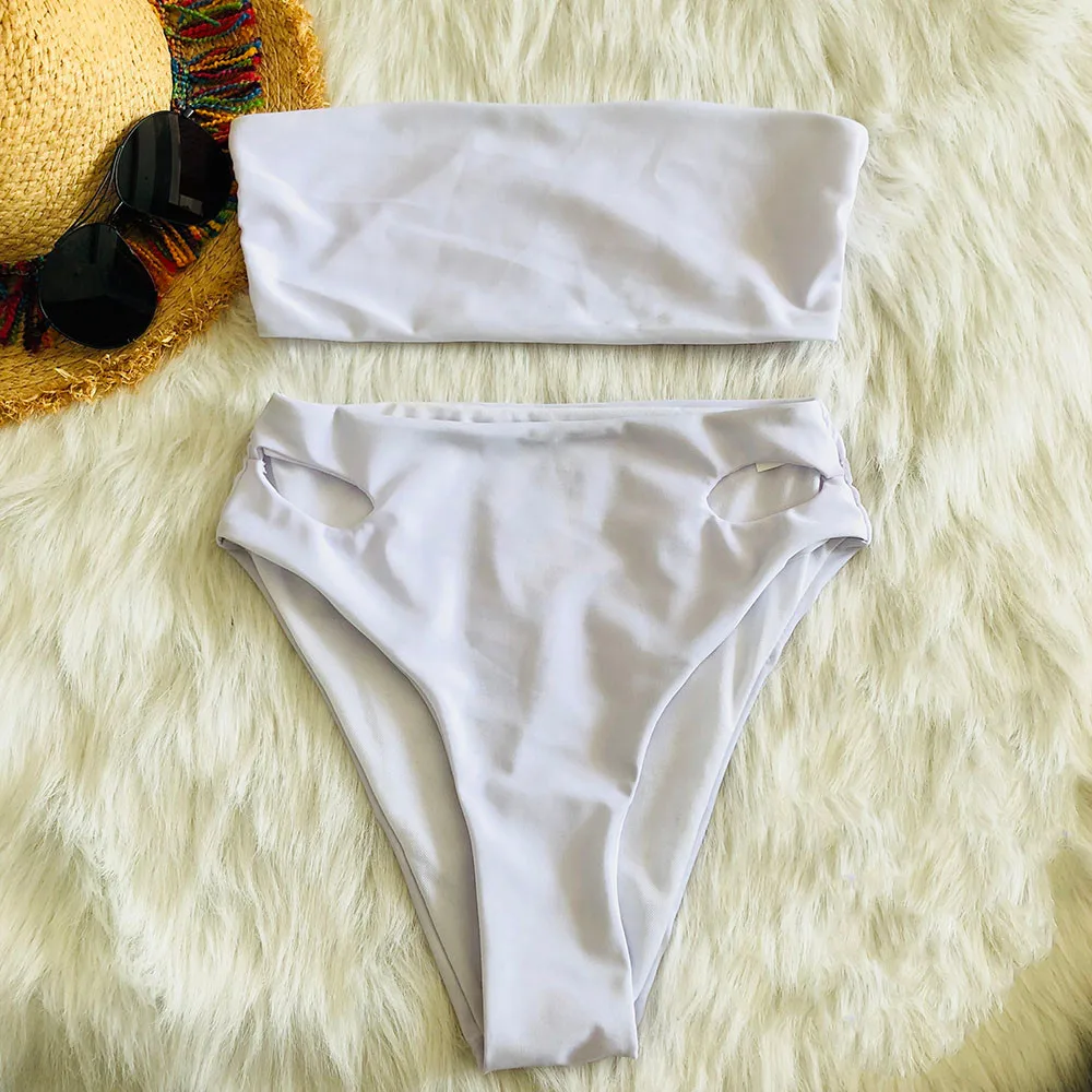 Женский купальник бикини SAGACE однотонный с высокой талией пуш ап|Комбинезоны| |