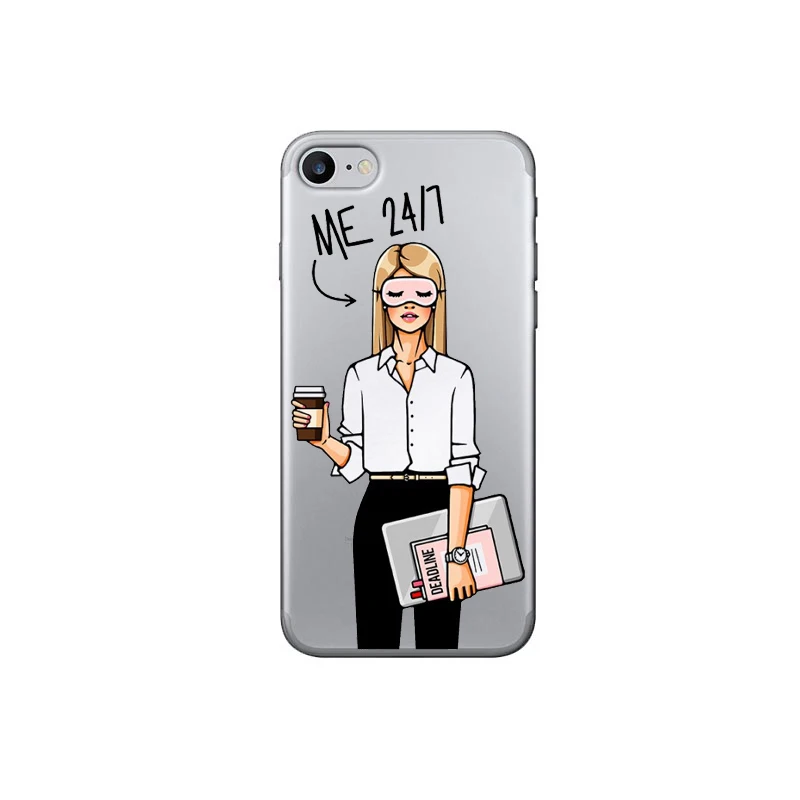 Trabalho Moda Patrao Duro Menina Caso de Telefone Para o iphone X 8 7 6 Plus 5 4 для девочек женщин Da Tampa