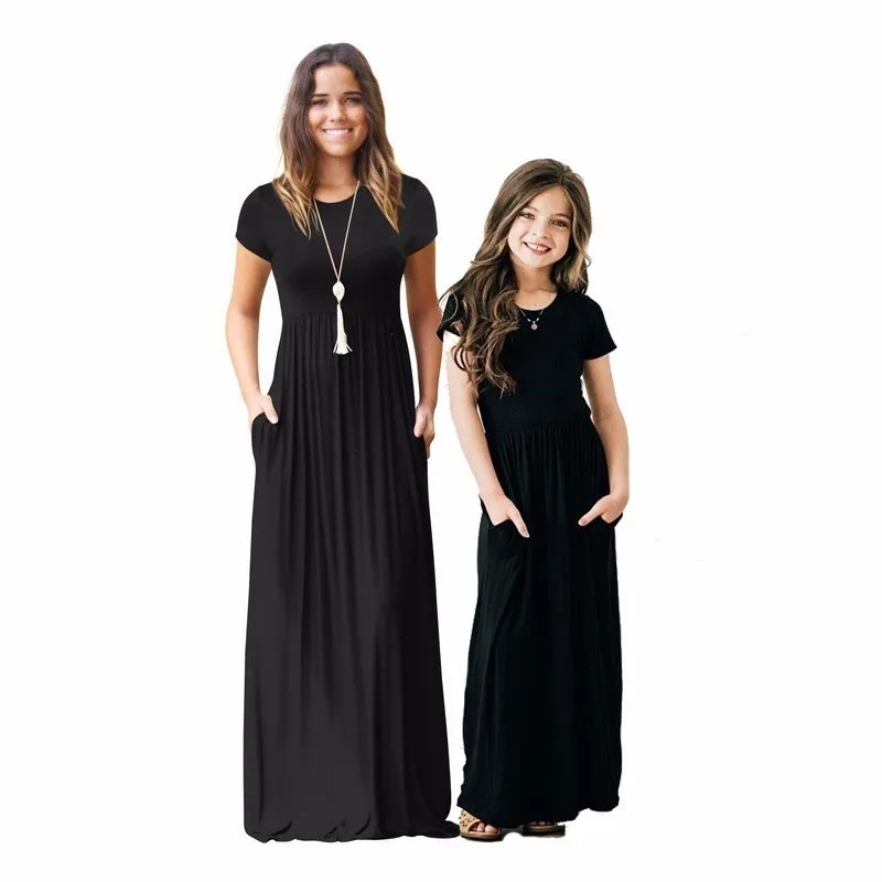 Ali1101B LILIGIRL/длинные платья для мамы и дочки; Новинка года; летнее пляжное платье для девочек; vestido; Одинаковая одежда для семьи «Мама и я»; комплекты одежды - Цвет: Ali1101B
