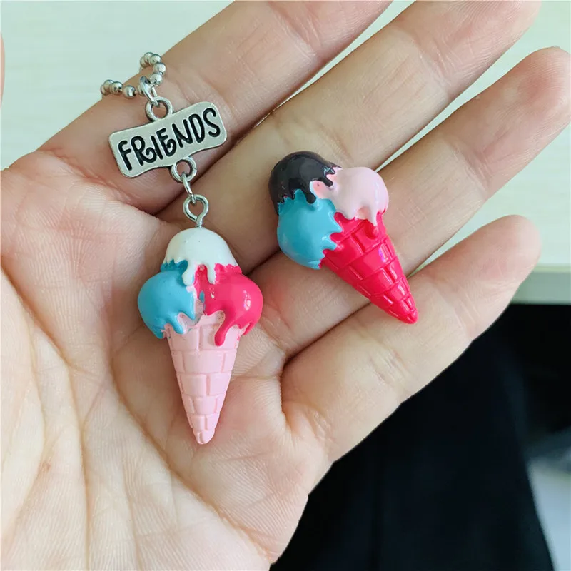 2 шт./компл. подвеска с радужным мороженым Best Friends BFF ожерелье для женщин детей