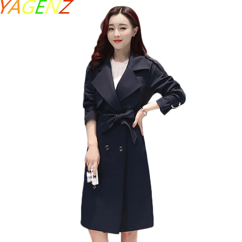 Женские двубортные ветровки 2020 весенне осенний модный длинный Тренч Женское