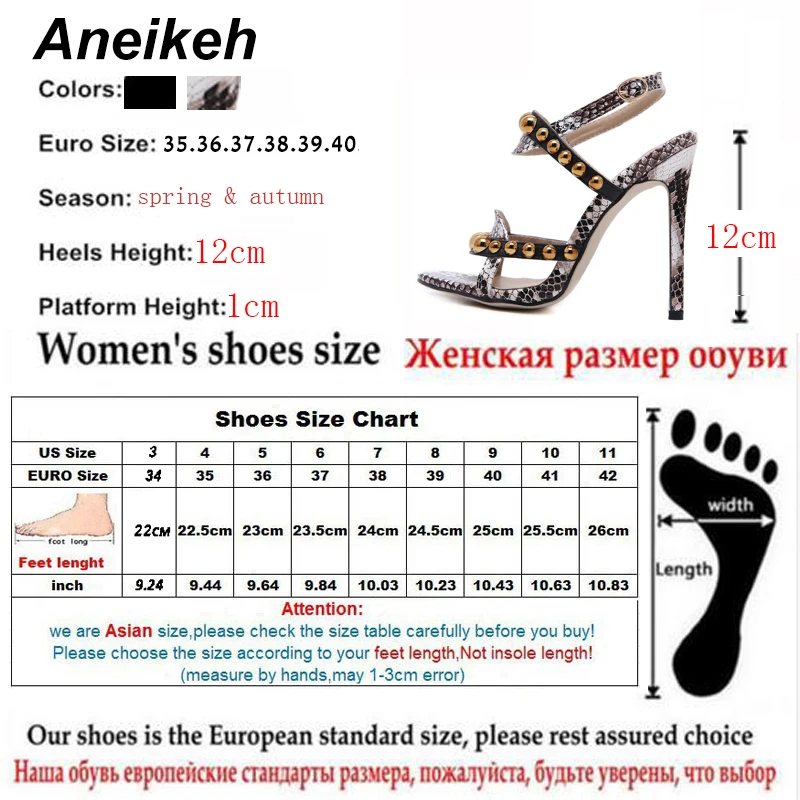 Aneikeh 2019 модные туфли с открытым носком на высоком каблуке сандалии заклепками