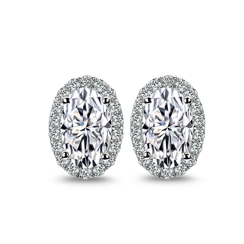 1 0 CT EF цветные прозрачные овальные серьги гвоздики с бриллиантами Moissanite 18 k белое