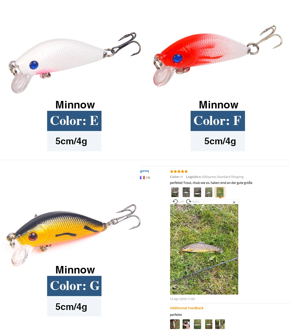Рыболовные приманки Minnow, 5 см, 4 г, плавающие, Isca, искусственная японская жесткая приманка, приманка для ловли карпа