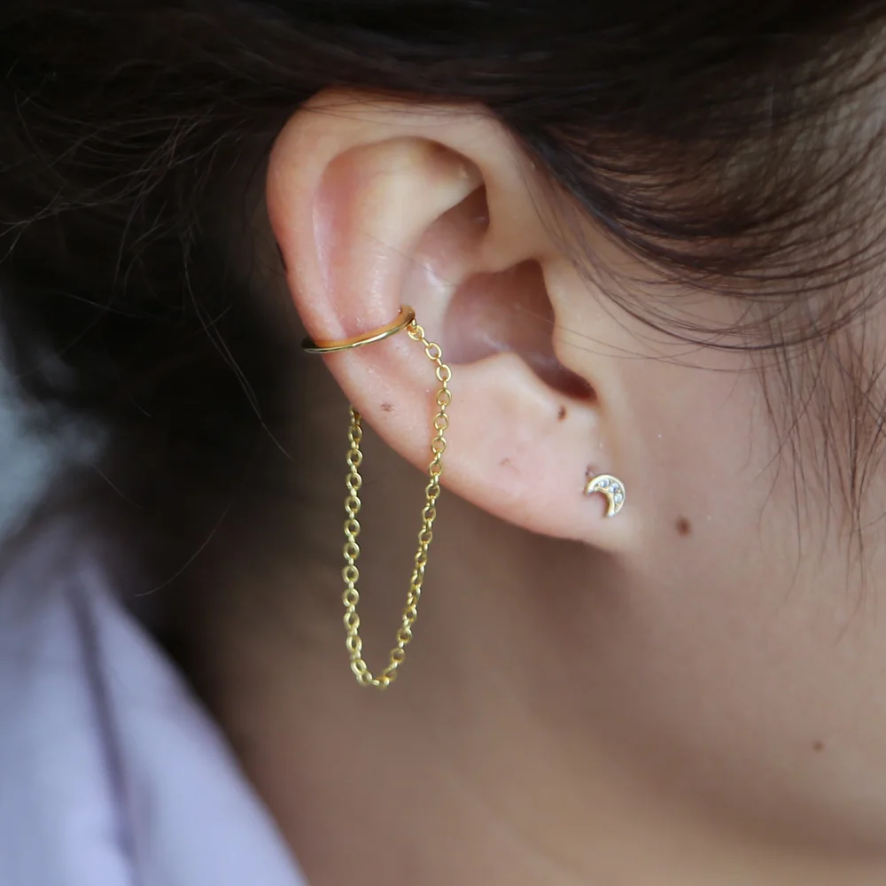 Серьги кисточки золотого цвета с цепочкой 1 шт. манжеты для ушей девушек и женщин