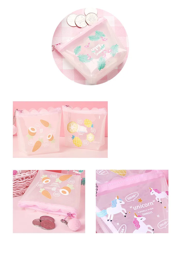 PVC new coin purse monederos ladies cute portable storage bag small bag student coin bag coin purse flamingo mini wallet LQ030