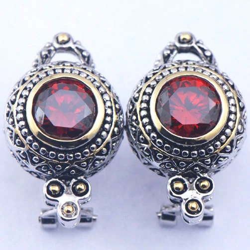 

New Garnet Crystal Woman 925 Sterling Silver Crystal Earrings TE322