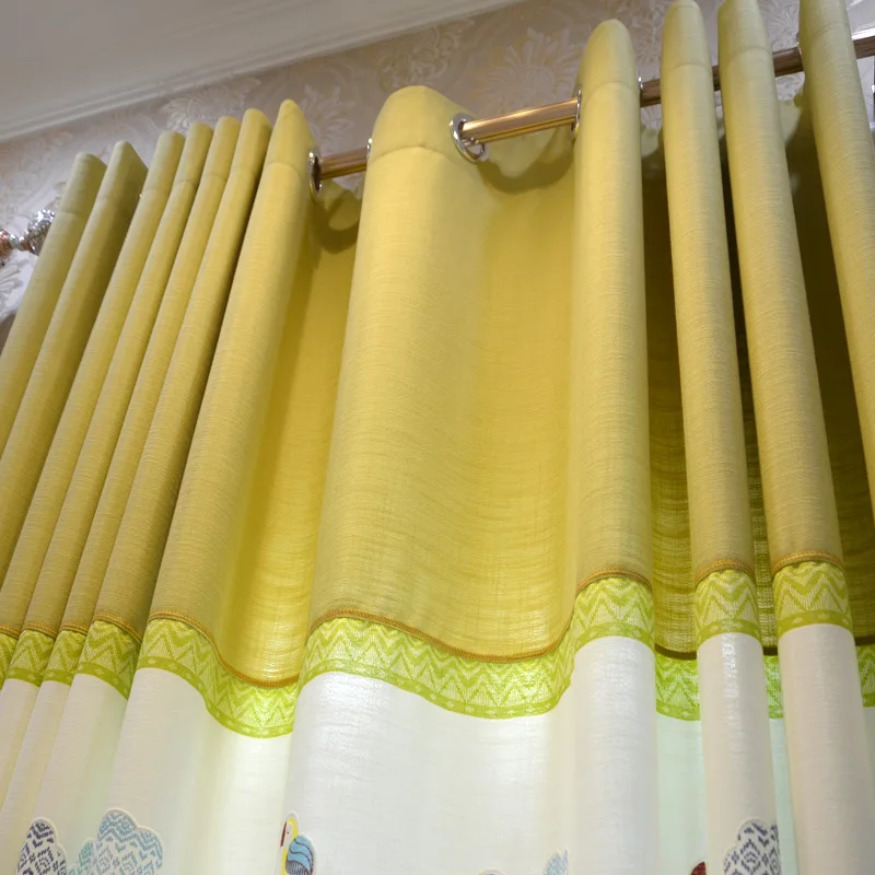 Children's Cartoon Hemp and Semi-shaded Curtains Boys Girls𧯭room Splicing Curtain Fabric Art Korean Mediterranean | Дом и сад