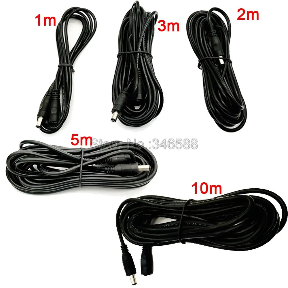 1m 2m 3m 5m 10m DC Power Extension Cord Cable 5.5 x 2.1mm Female to Male Plug Wire Connector for Camera CCTV LED Monitor