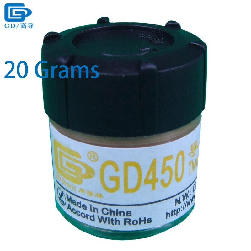 

GD Brand Heat Sink Compound GD450 Thermal Conductive Grease Paste Silicone Plaster Net Weight 20 Grams Golden For GPU CPU CN20