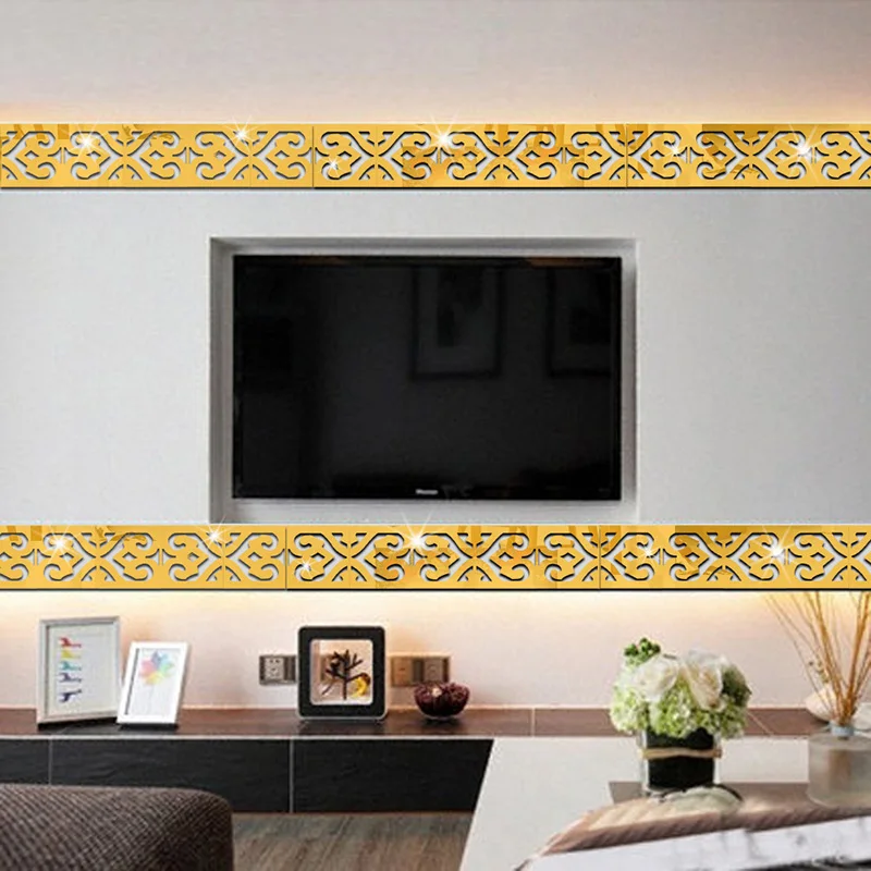 3D зеркальные наклейки на стену 10 шт. 10х10 см DIY акриловые для украшения стен комнат