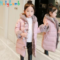 11 11 fashion warm winter bow girl thickening cotton coat down parkas kids coats winter girls clothes hooded coat for teenage
