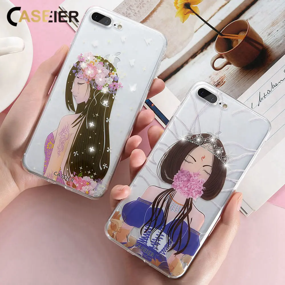 CASEIER милый чехол для телефона iPhone 7 8 6 6s Plus Чехлы Блестящий Мягкий SE 5 5S se Funda Capinha Capa |