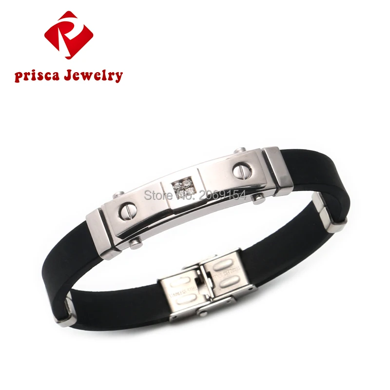 Мужской серебряный браслет золотые ювелирные изделия силиконовый классический