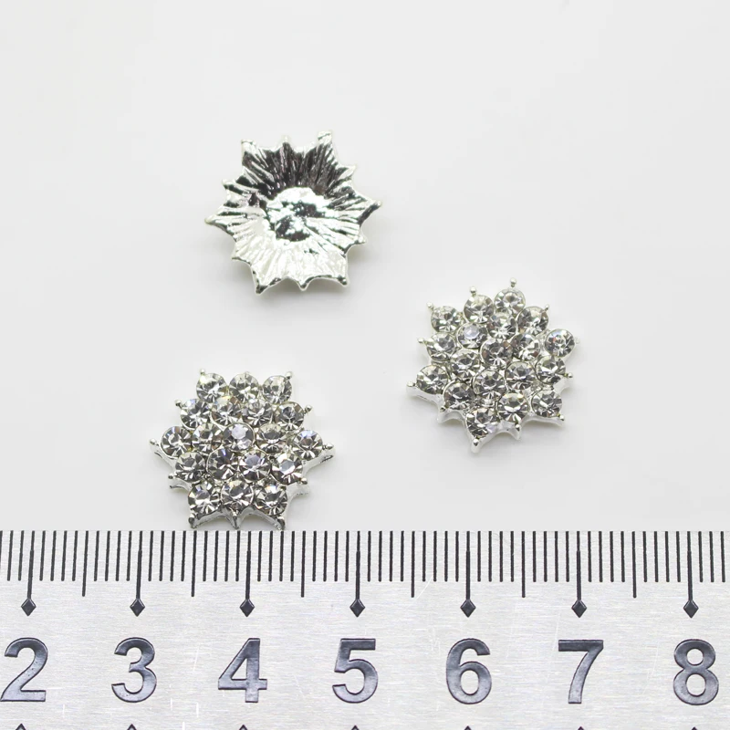 

Hot 10pcs/lot17mm Metal Diamond Button Wedding Invitation DIY Girl Hair Accessories Sewing Crystal Decorative Accessories