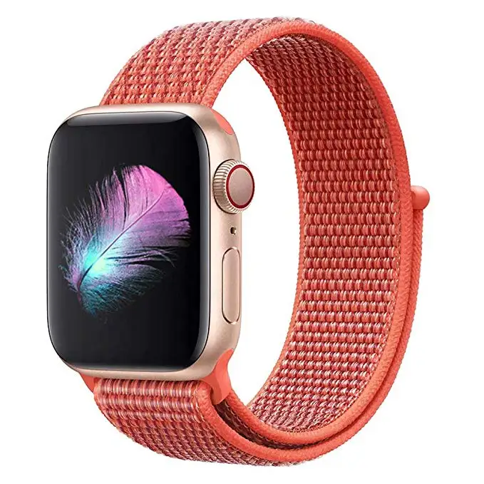 orange Нейлон тканые запасные браслет ремешок для наручных часов Apple Watch, версии 44/42/40/38 мм дышащий спортивный бесшовный ремешок для наручных часов iWatch серии 4/3/2/1 - Цвет ремешка: orange