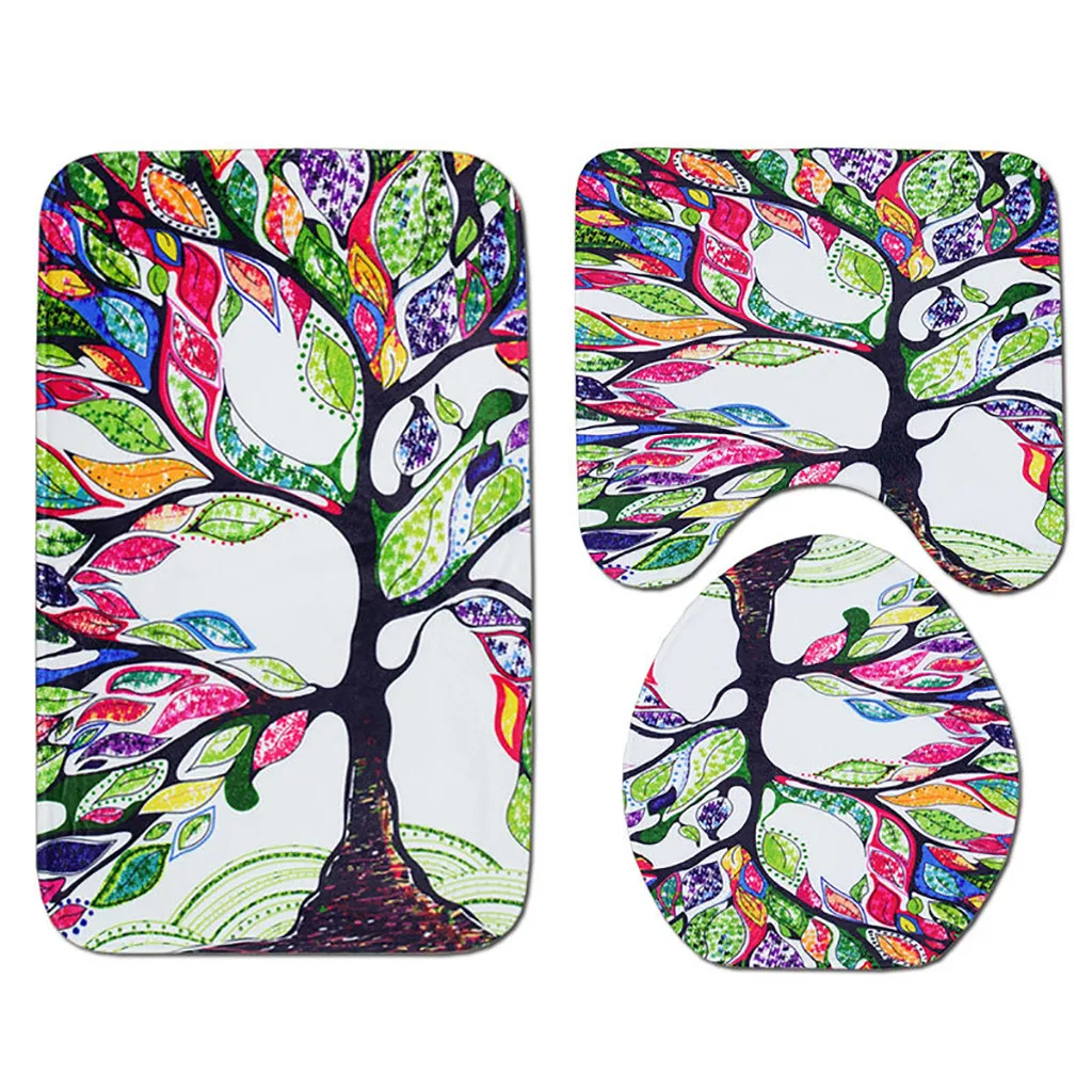 Занавески для душа 4 шт. Нескользящие туалет полиэстер покрытие коврик набор