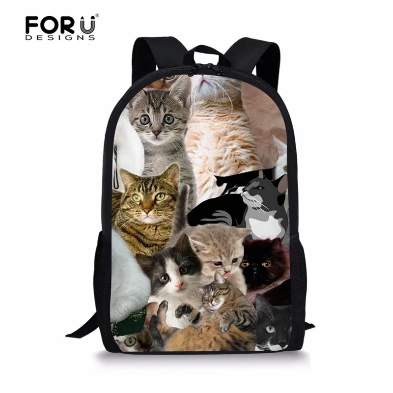 Z4597C FORUDESIGNS/3 шт./компл. очаровательного котенка кота школьный рюкзак для девочек синий школьный учащихся начальной школы книга сумка Mochila escolar - Цвет: Z4597C
