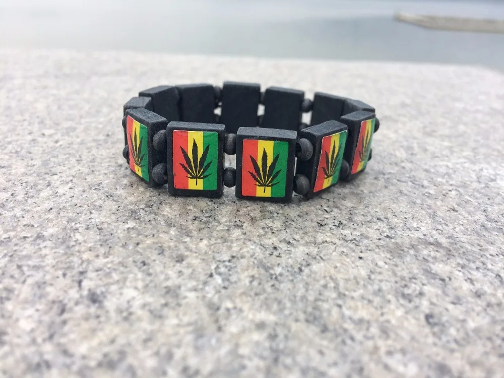 5 шт./лот Бесплатная доставка браслет Боб Марли Раста лист Ямака дружба Мир